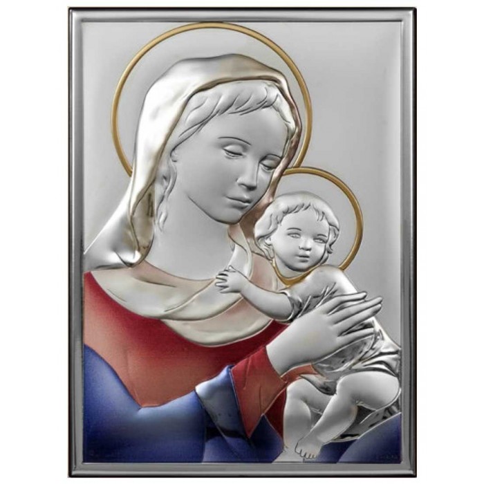 Quadro Sacra Famiglia su Lastra Argento Bilaminato