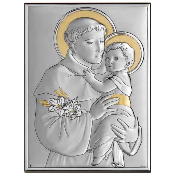 QUADRO SANTO ANTONIO DA PADOVA IN ARGENTO BILAMINATO