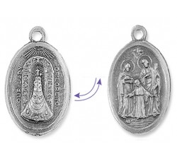 Medaglia Doppia Faccia Madonna di Loreto e Sacra Famiglia in lega di Zama