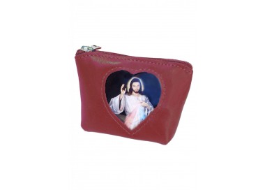 Borsellino Portarosario in Pelle con tasca porta immagine