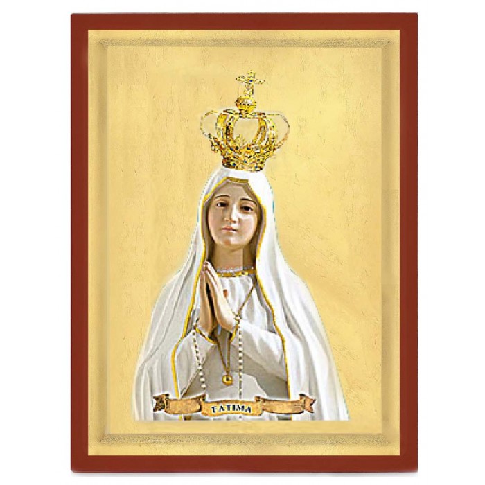 ICONA QUADRO MADONNA DI FATIMA SU LEGNO E FOGLIA ORO