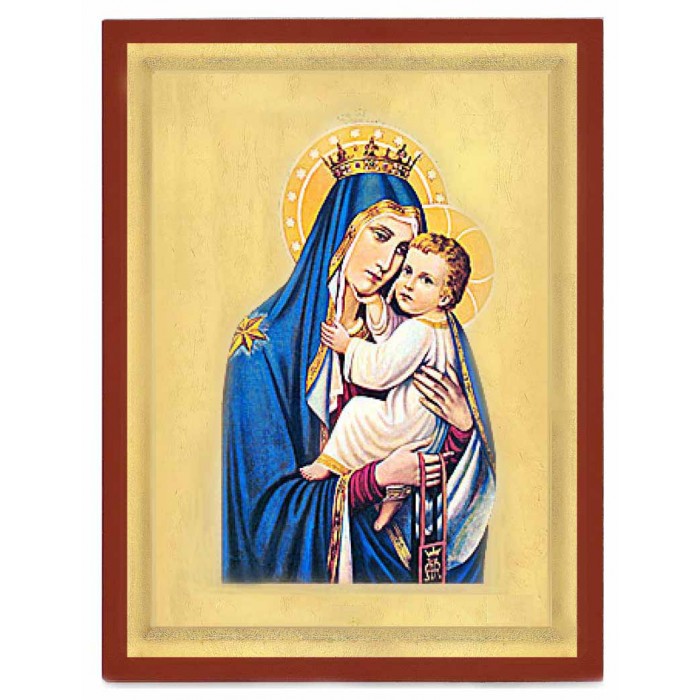 ICONA QUADRO MADONNA DEL CARMELO SU LEGNO E FOGLIA ORO