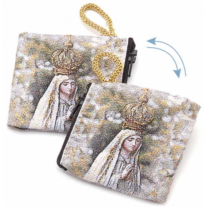 Borsellino Portarosario Madonna di Fatima in Tessuto Decorato