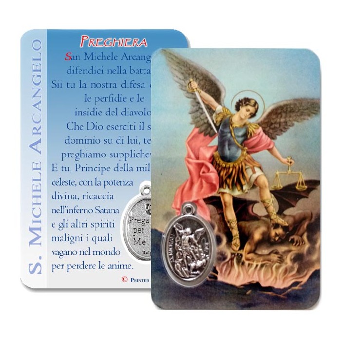 CARD PLASTIFICATA S. MICHELE ARCANGELO CON MEDAGLIA