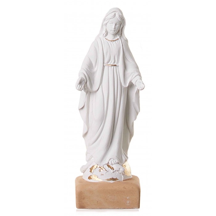 Statua Madonna Miracolosa in Resina Decorata   Variante  Colore Bianco Dimensioni H. 10 CM.