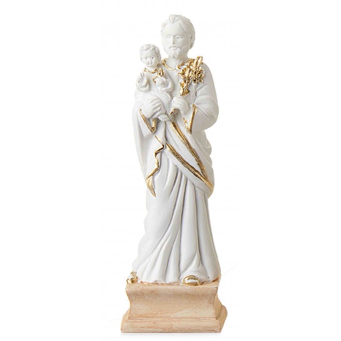 STATUA SAN GIUSEPPE CON BAMBINO IN RESINA DECORATA A MANO