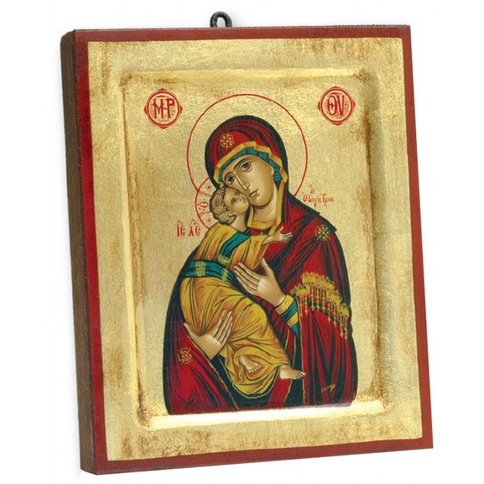 ICONA MADONNA DI VLADIMIR IN LEGNO E FOGLIA ORO