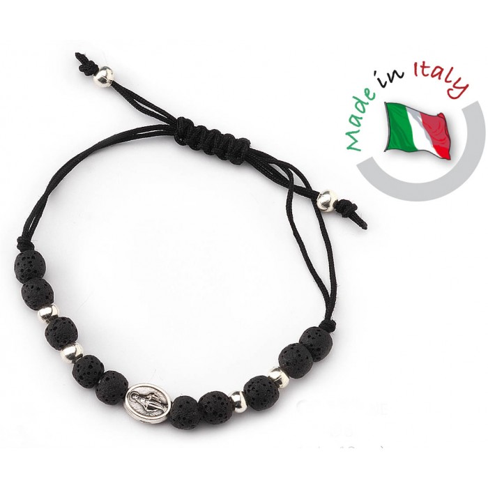 BRACCIALE REGOLABILE MADONNA MIRACOLOSA CON PIETRA NATURALE