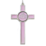 CROCE JHS RICORDO PRIMA COMUNIONE METALLO SMALTATO