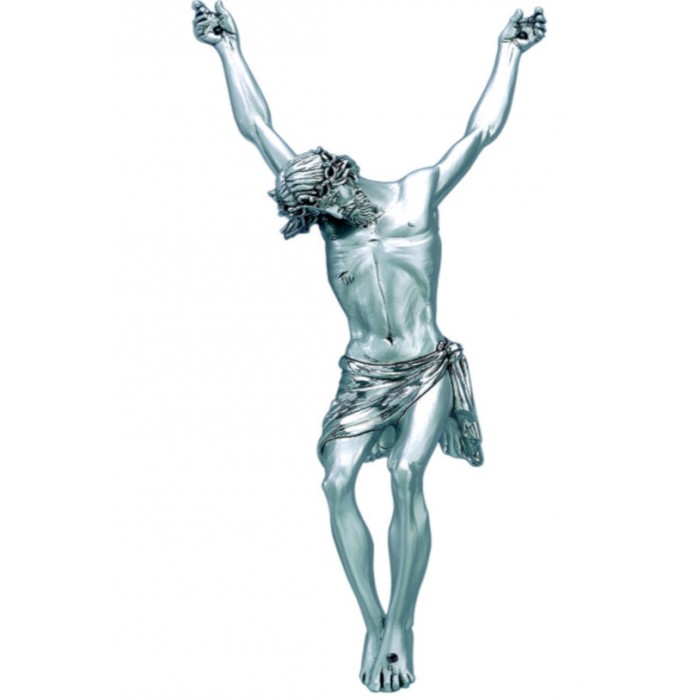 SCULTURA CORPO CRISTO RESINA ARGENTATA DA PARETE "COLLEZIONE FEDE E CARISMA"