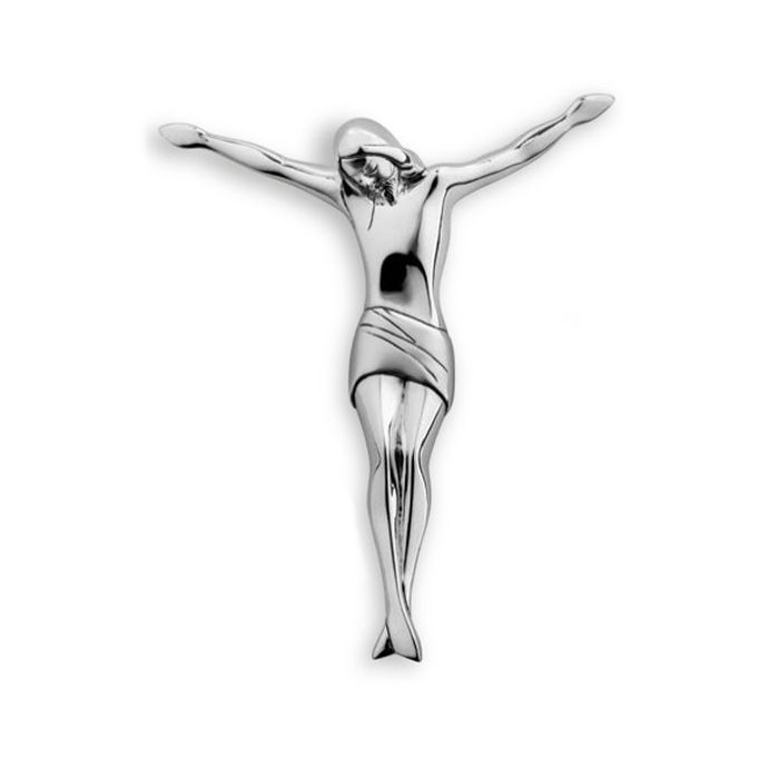 CROCIFISSO CORPO CRISTO MODERNO IN MARMORINO ARGENTATO