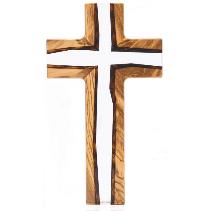 Croce in legno di Ulivo con inserti in resina