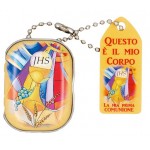 Corona rosario Prima Comunione con scatolina portarosario abbinata in metallo