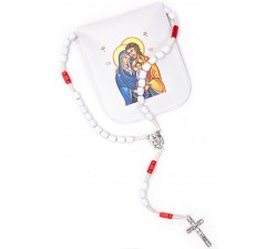 Rosario Sacra Famiglia con Borsellino Porta rosario in Tessuto Decorato
