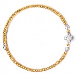 Braccialetto a molla con grani vetro e Croce