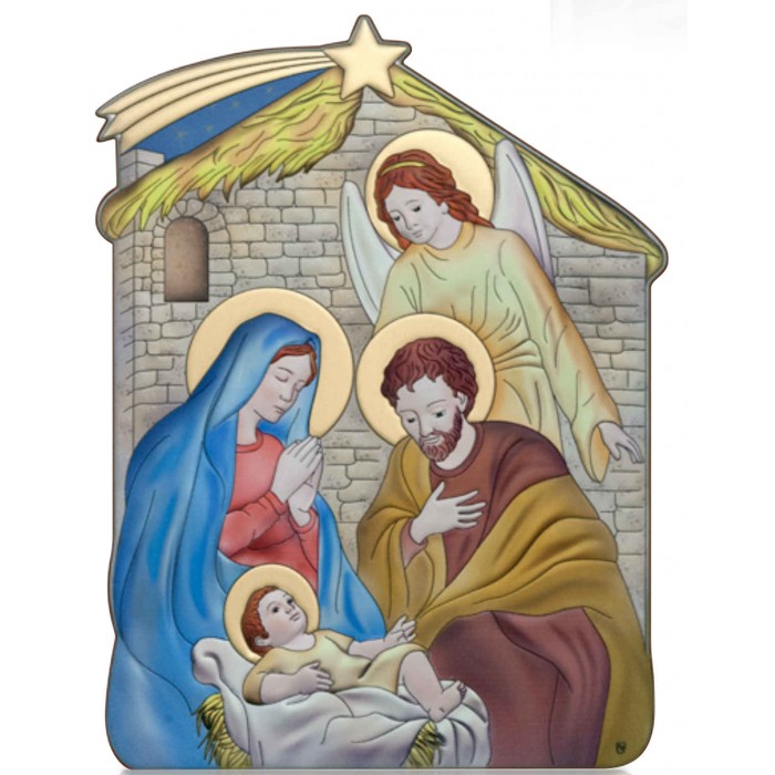 Quadretto Presepe Natività Alluminio PVD Decorato