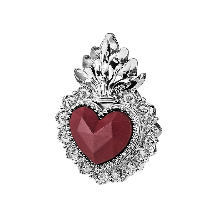 CUORE EX VOTO IN PIETRA RICOSTRUITA DECORO COLOR ARGENTO