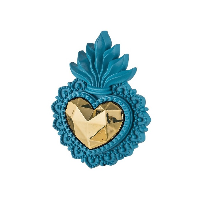 CUORE EX VOTO IN PIETRA RICOSTRUITA DECORO COLOR BLU