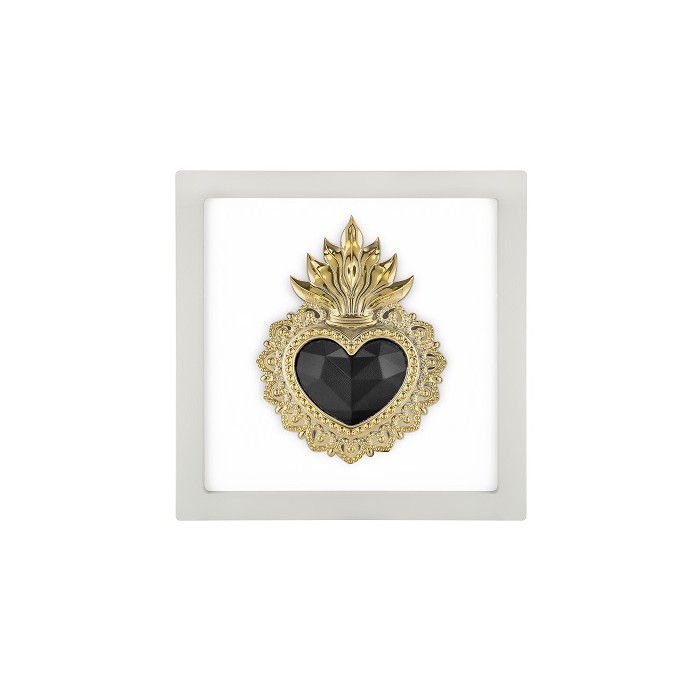 CUORE EX VOTO QUADRO IN PIETRA RICOSTRUITA DECORATA