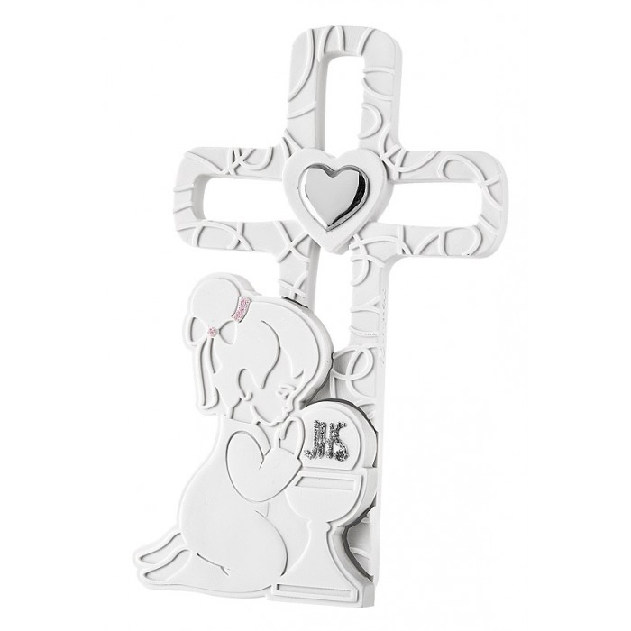 Ricordo Comunione Bambina Calice Eucaristico JHS e Croce|Artesacrashop  Variante Colore Bianco Dimensioni CM 7 X 11