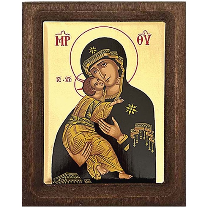 ICONA GRECA IN LEGNO CON SERIGRAFIA MADONNA DI VLADIMIR