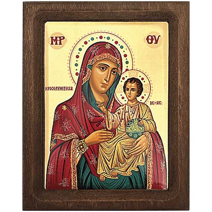 ICONA GRECA IN LEGNO CON SERIGRAFIA MADONNA DI GERUSALEMME