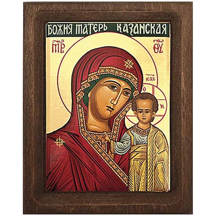 ICONA GRECA IN LEGNO CON SERIGRAFIA MADONNA DI KAZAN