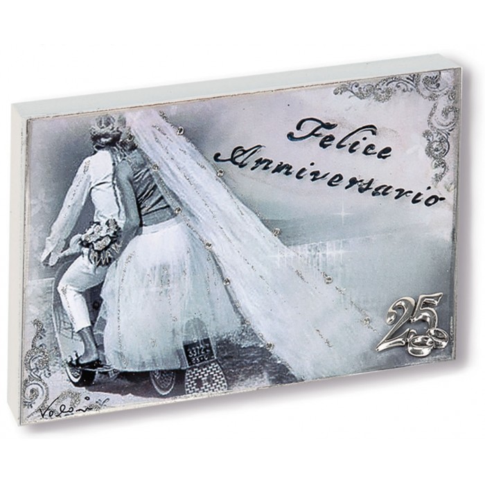 Pannello Quadro Anniversario Matrimonmio |  Dimensioni CM  17 X 12 Versione Nozze Argento