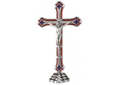 Crocifisso Da Tavolo In Metallo - Decorazione Religiosa Con Base Per Casa O Cappella - Foto 3