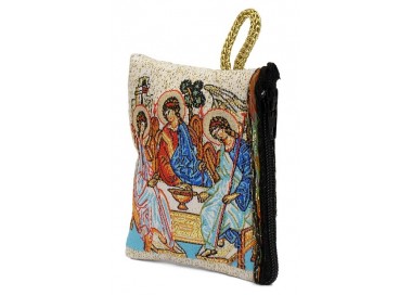 Borsellino Portarosario in Tessuto Decorato Santissima Trinità