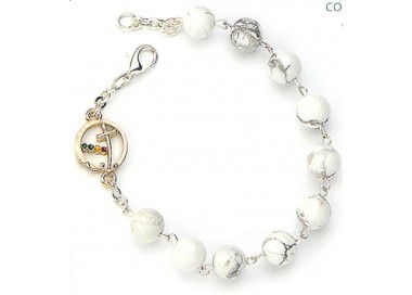 BRACCIALE DECINA CON GRANI IN AULITE BIANCA E CROCIERA GIUBILEO