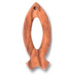 CIONDOLO PESCE EUCARISTICO IN LEGNO DI ULIVO NATURALE