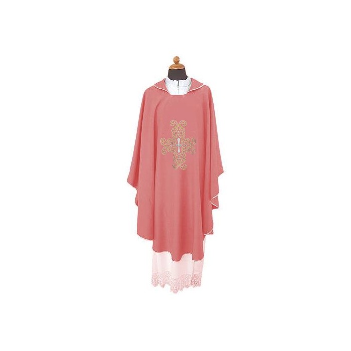 CASULA LITURGICA SACERDOTALE CON DECORO CROCE RICAMATO