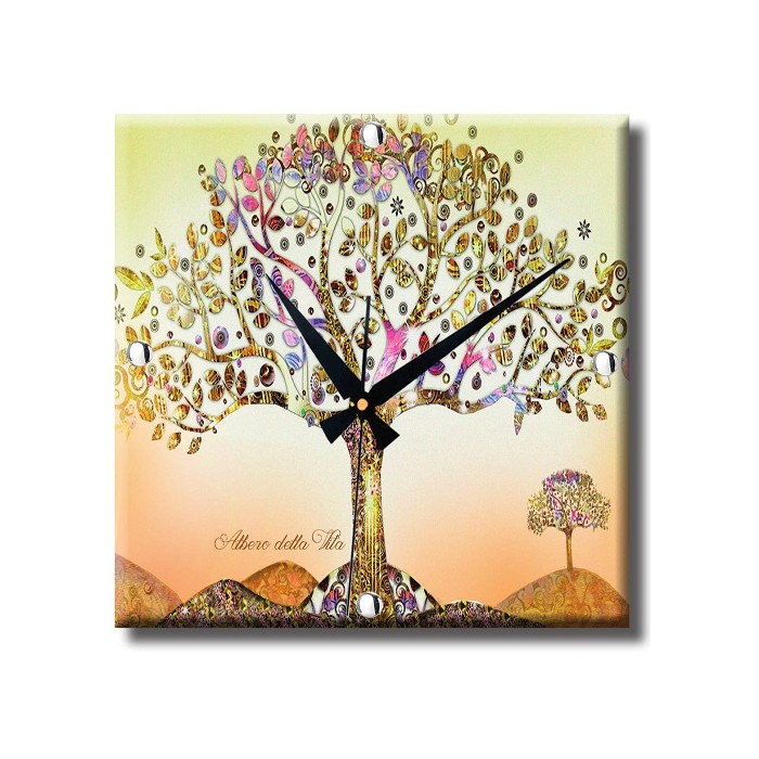 QUADRO OROLOGIO ALBERO DELLA VITA DECORATO A MANO
