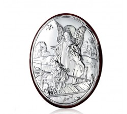 Quadro Ovale Angelo Custode in argento