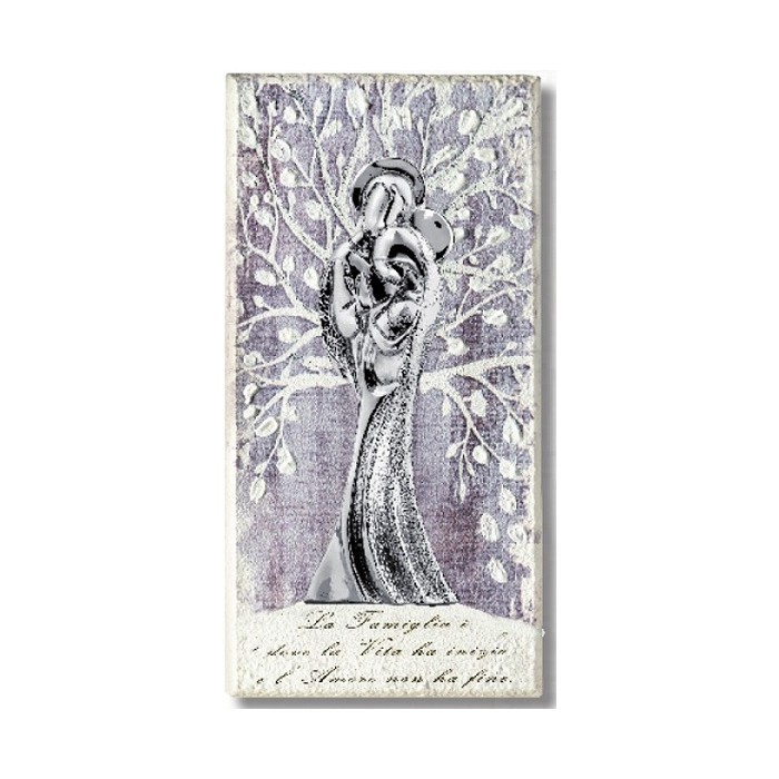 QUADRO SACRA FAMIGLIA E ALBERO DELLA VITA DECORO ARGENTO