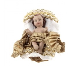 PRESEPE STATUINE IN RESINA DIPINTA A MANO CON VESTITI STOFFA