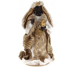 PRESEPE STATUINE IN RESINA DIPINTA A MANO CON VESTITI STOFFA