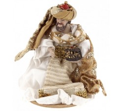 PRESEPE STATUINE IN RESINA DIPINTA A MANO CON VESTITI STOFFA
