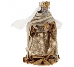 PRESEPE STATUINE IN RESINA DIPINTA A MANO CON VESTITI STOFFA