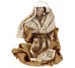 PRESEPE STATUINE IN RESINA DIPINTA A MANO CON VESTITI STOFFA
