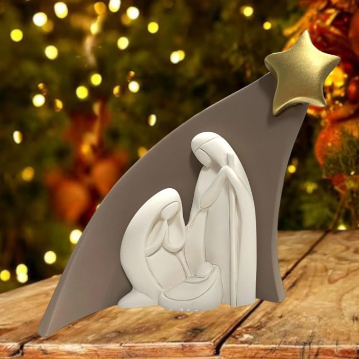 PRESEPE STILIZZATO SACRA FAMIGLIA IN MARMORINO