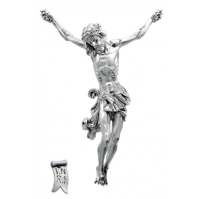 GRANDE CORPO DI CRISTO IN RESINA ARGENTATA PER CROCE