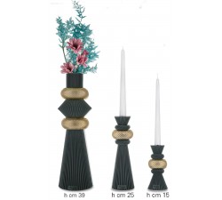 VASO E PORTA CANDELA MODERNO IN PIETRA SINTETICA BIANCA