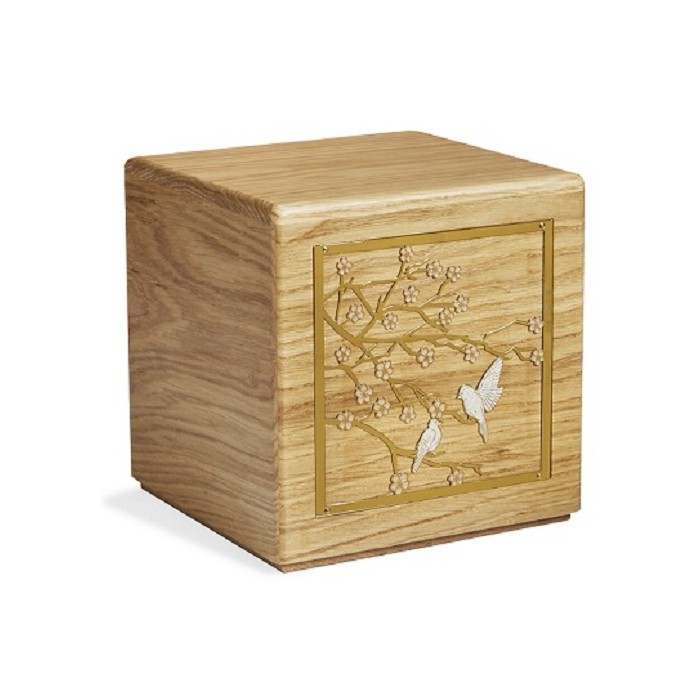 URNA CINERARIA MOD. PACE IN LEGNO MASSELLO E OTTONE