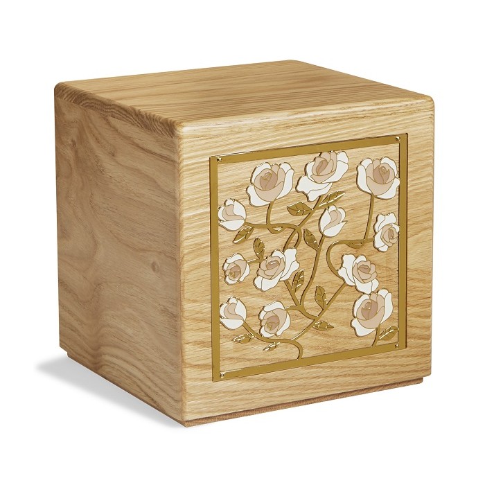 URNA CINERARIA MOD. SPERANZA IN LEGNO MASSELLO ED OTTONE