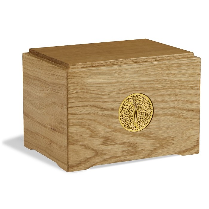 URNA CINERARIA MOD. INRI IN LEGNO MASSELLO ED OTTONE