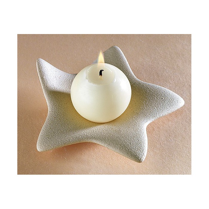 PORTA CANDELA CHIARO STELLA NATALE IN GRES PORCELLANATO