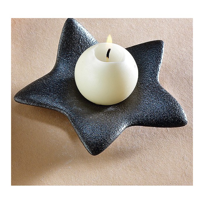 PORTA CANDELA SCURO STELLA NATALE IN GRES PORCELLANATO