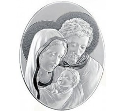 Quadro Ovale Sacra Famiglia in argento